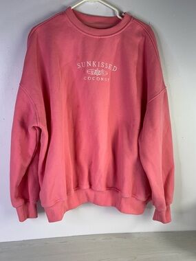 Sunkissed Coconut Logo Embroidered Sweatshirt- Hibiscus Pink - large